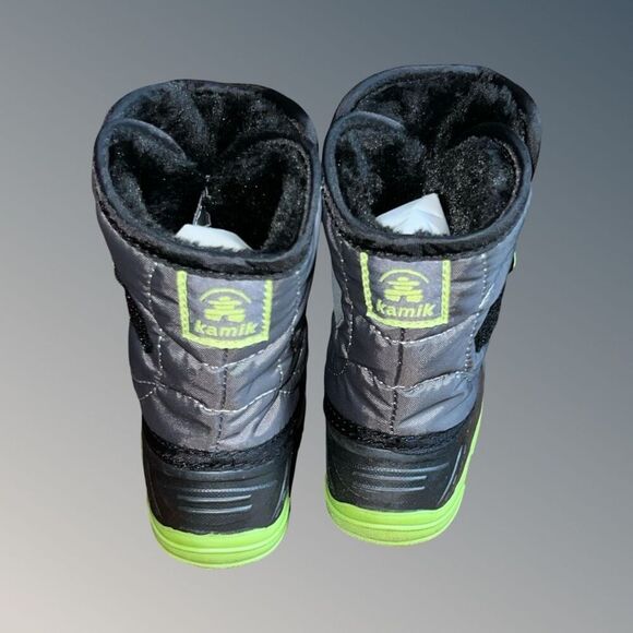 NIB Baby Kamik Toddler Infant Charcoal Neon Snowbug 5 Winter Boots Size 8 - Picture 6 of 9